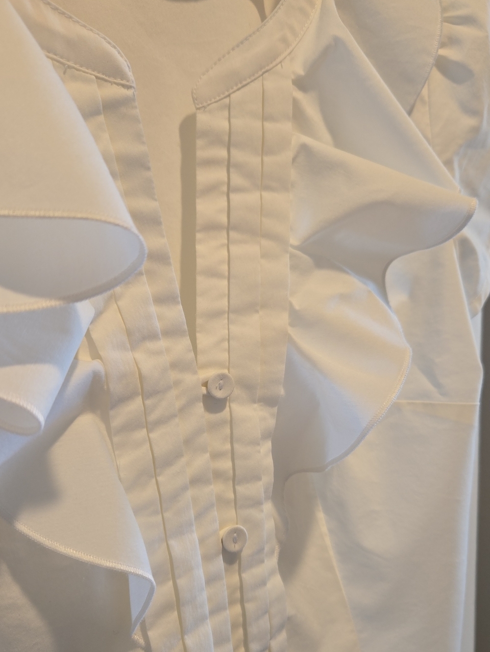 LOFT White Ruffle Front Button-Down Top - Picture 8 of 13